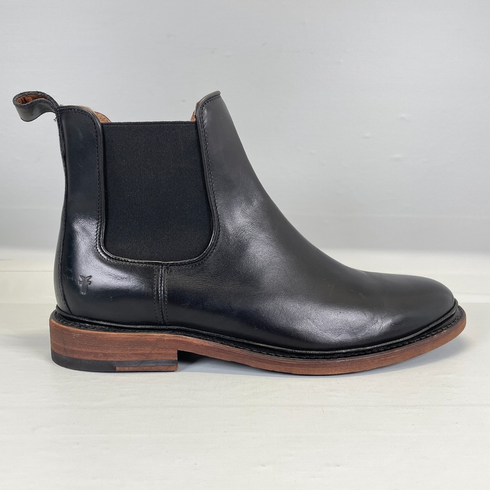 Frye Chelsea Boots Mens Size 9.5 D Black Leather Pull On Casual Plain Toe Shoes